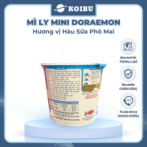 ACECOOK - Mì ly mini Doraemon hương vị Hàu sữa phô mai, Mì ly Hàu sữa phô mai Doraemon Mini, Mì Doraemon ly - 48g/ly - 00023