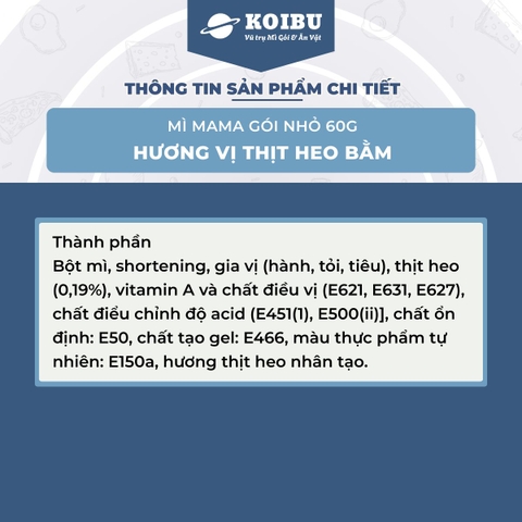 MAMA - Mì Mama gói nhỏ hương vị Thịt heo bằm, Mì thịt heo bằm Mama, Mì Thái Lan vị Thịt heo bằm - 60g/gói - 00254