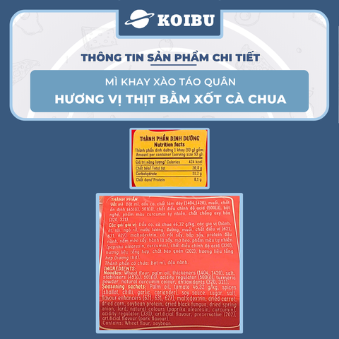 ACECOOK - Mì xào Táo Quân hương vị Thịt bằm xốt cà chua, Mì Táo Quân đỏ, Mì Táo quân thịt bằm sốt cà chua, Mì Táo quân sốt cà chua, Mì khay Táo Quân thịt bằm xốt cà chua - 85g/khay - 00029