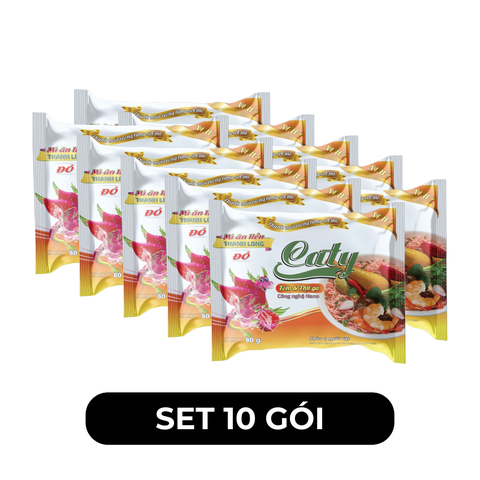 VINACATY - Mì ăn liền thanh long đỏ Caty hương vị Tôm và thịt gà, Mì tôm thanh long đỏ Caty ăn liền - 80g/gói - 00571