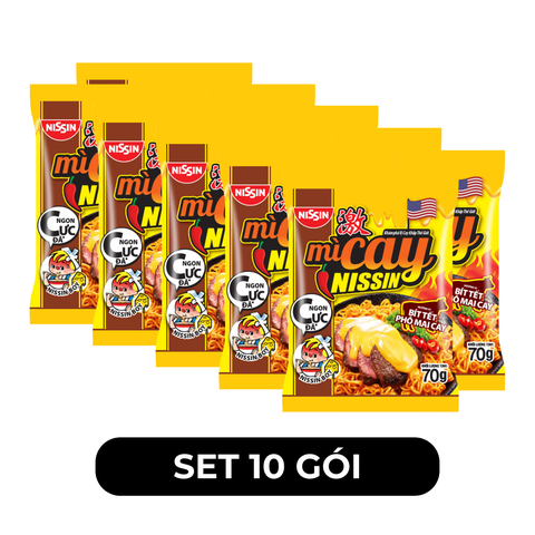 NISSIN - Mì xào cay Nissin Bít tết phô mai cay, Mì xào cay Bít tết phô mai cay, Mì xào ăn liền Nissin - 70g/gói - 00493