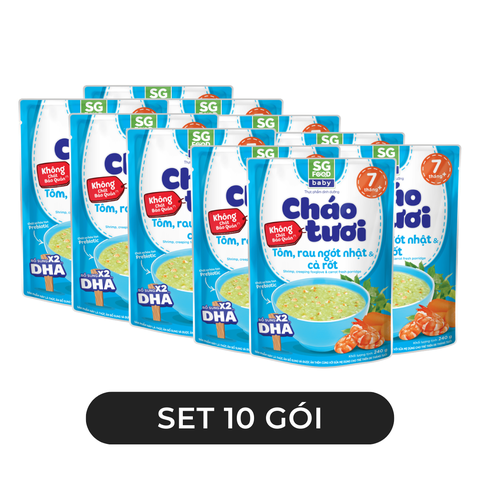 SG FOOD - Cháo tươi SG Food Baby hương vị Tôm, rau ngót Nhật & cà rốt, Cháo Tôm SGFood Baby ăn liền - 240g/gói - 00577