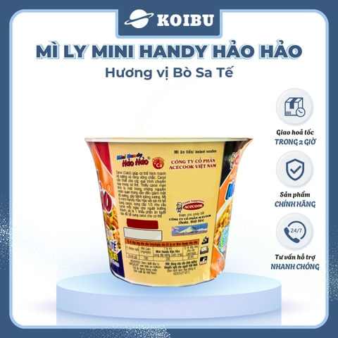 ACECOOK - Mì ly Mini Handy Hảo Hảo hương vị Bò sa tế, Mì ly bò sa tế Hảo Hảo Mini Handy, Mì Hảo Hảo - 53g/ly - 00020