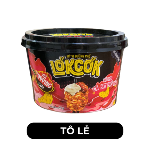 WORLD SPICE - Mì tô trộn LókCók hương vị Gà cay phô mai, Mì tô trộn gà cay phô mai LokCok, Mì LokCok - 91g/tô - 00757