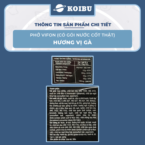 VIFON - Phở Vifon có gói xốt thịt hương vị Gà, Phở gà Vifon có gói nước cốt thịt, Phở ăn liền Vifon - 75g/gói - 00778