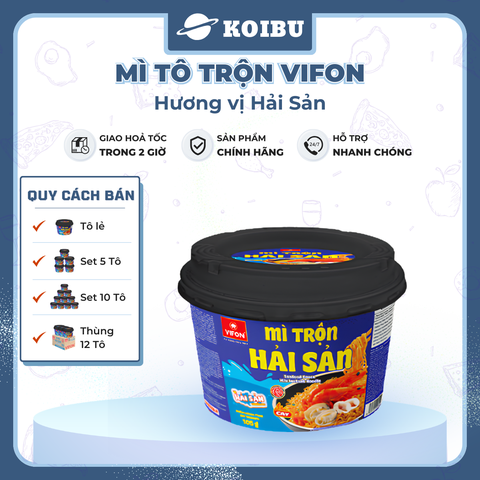 VIFON - Mì tô trộn Vifon hương vị Hải sản, Mì trộn Vifon Hải sản, Vifon tô mì Hải sản trộn - 105g/tô - 00531