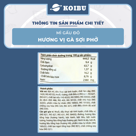 ASIAFOODS - Mì Gấu Đỏ hương vị Gà sợi phở, Mì Gà sợi phở Gấu Đỏ, Mì gói ăn liền Gấu Đỏ Gà sợi phở - 63g/gói - 00325