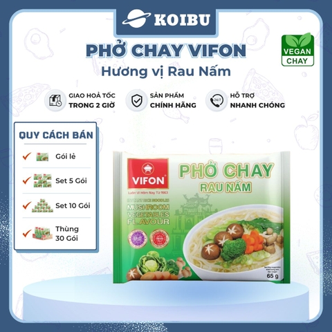 VIFON - Phở Vifon hương vị Chay rau nấm, Vifon phở chay rau nấm Vifon Phở ăn liền Vifon, Phở chay Vifon - 65g/gói - 00171