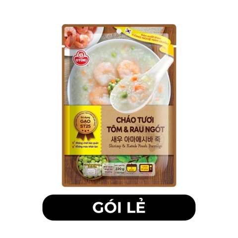 OTOKI - Cháo tươi Otoki hương vị Tôm & rau ngót, Cháo tươi Ottogi Hàn Quốc, Cháo Otoki ăn liền - 220g/gói - 00142