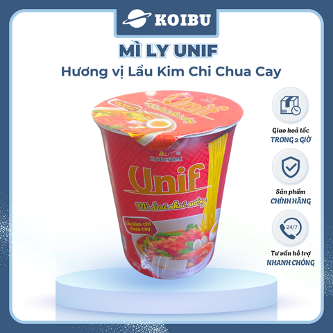 UNI-PRESIDENT - Mì Unif ly hương vị Lẩu Kim Chi Chua Cay, Mì Dzai Dzai ly lẩu kim chi chua cay - 62g/ly - 00295