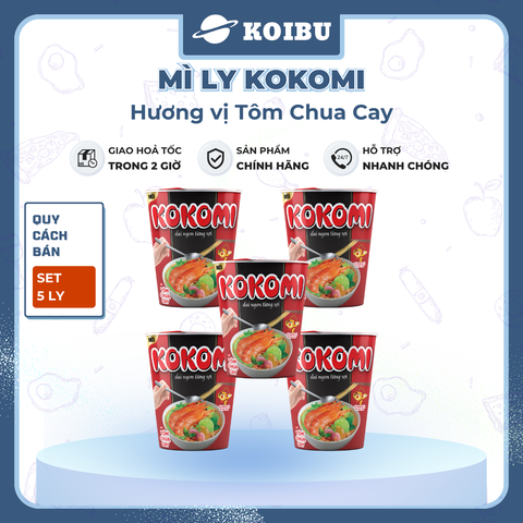 MASAN - Mì ly Kokomi hương vị Tôm chua cay, Mì tôm chua cay Kokomi ly, Kokomi mì ly ăn liền Kokomi - 66g/ly - 00862