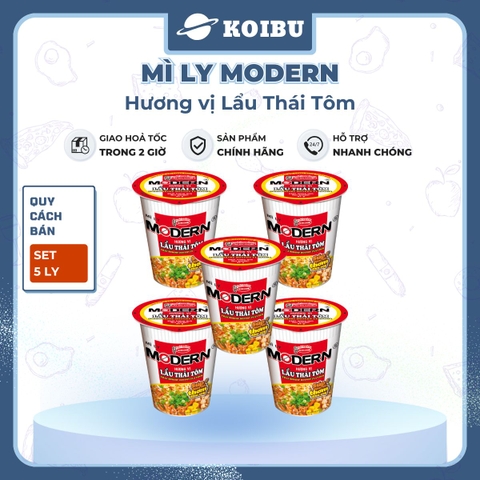 ACECOOK - ACECOOK - Mì ly Modern hương vị Lẩu thái tôm, Mì ly lẩu thái tôm Modern ăn liền, Mì Modern ly ăn liền - 65g/ly - 00011