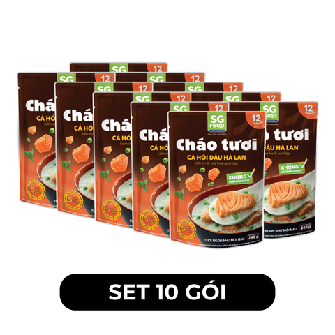 SG FOOD - Cháo tươi SG Food hương vị Cá hồi đậu Hà Lan, Cháo tươi Cá hồi đậu Hà Lan ăn liền SG Food - 240g/gói - 00634