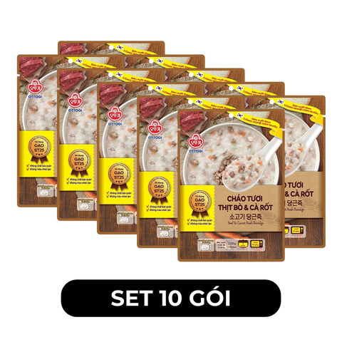 OTOKI - Cháo tươi Ottogi hương vị Thịt bò & cà rốt, Cháo tươi thịt bò và cà rốt Ottogi ăn liền - 220g/gói - 00699