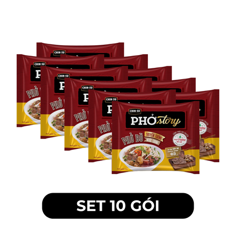 MASAN - Chinsu Phở Story GÓI (CÓ THỊT THẬT), Phở Thìn bờ hồ ăn liền, Phở bò truyền thống nước trong - 131g/gói - 00102