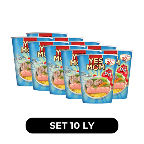 THIEN HUONG FOOD - Mì ly Yes Mom (có cây xúc xích thật) hương vị Sườn heo, Mì sườn heo Yes Mom ly - 79.2g/ly - 00768