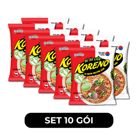 PALDO - Mì Koreno hương vị Bò cay, Mì bò cay Koreno, Mì Koreno úp 3 phút, Mì Koreno gói, Mì Hàn Quốc - 75g/gói - 00387