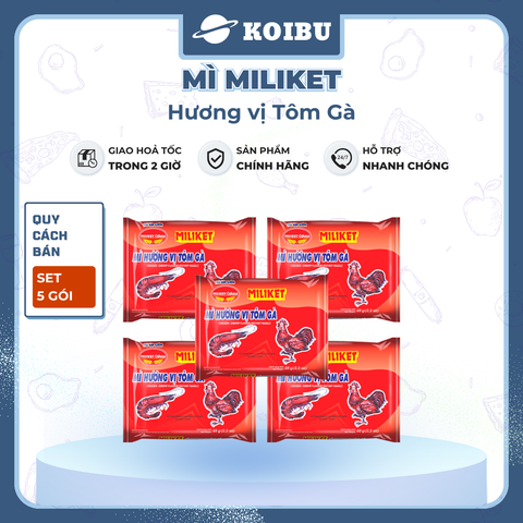 COLUSA - Mì Miliket hương vị Tôm gà, Miliket mì tôm gà Miliket, Mì ăn liền Miliket, Mì gói Miliket - 65g/gói - 00811