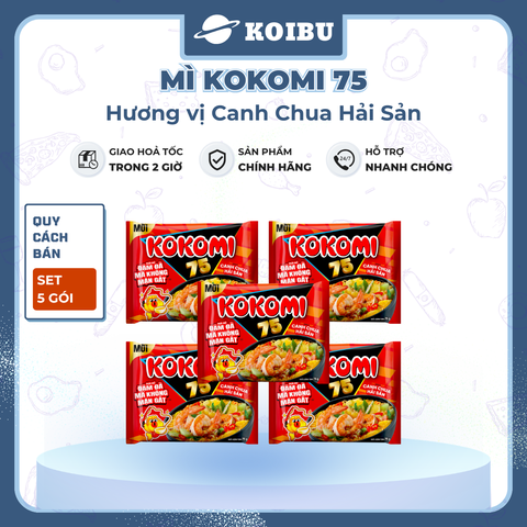 MASAN - Mì Kokomi 75 Canh chua hải sản, Kokomi 75 Mì canh chua hải sản Kokomi 75 gói ăn liền - 75g/gói - 00216