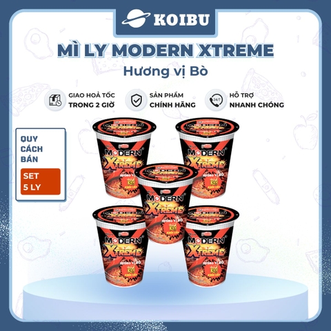 ACECOOK - Mì ly Modern Xtreme hương vị Bò, Mì bò Modern Xtreme ly, Mì Modern Extreme ly ăn liền - 65g/ly - 00012