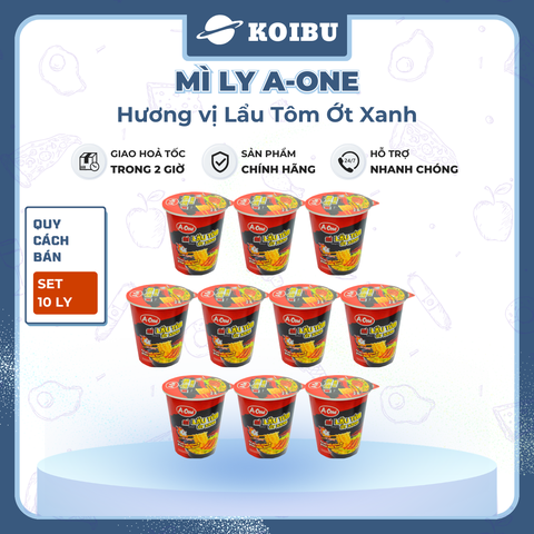 SAIGON VE WONG - Mì ly A-One hương vị Lẩu tôm ớt xanh - 65g/ly - 00861