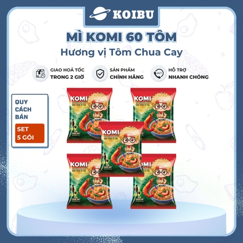 MASAN - Mì Komi hương vị Tôm chua cay, Komi Mì tôm chua cay Komi, Mì Kokomi tôm chua cay ăn liền - 60g/gói - 00809