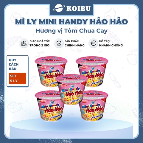 ACECOOK - Mì ly Mini Handy Hảo Hảo hương vị Tôm chua cay, Mì ly Tôm chua cay Hảo Hảo Mini Handy - 47g/ly - 00021