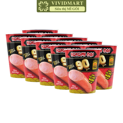 MASAN - Mì ly Kokomi 90 hương vị Tôm chua cay (có cây thịt thật), Mì ly Tôm chua cay Kokomi Đại 90 - 90g/ly - 00134