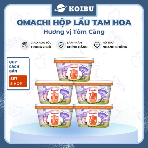 MASAN - Omachi Lẩu Tam Hoa hương vị tôm càng (có tôm thật), lẩu Omachi sợi Tam Hoa tôm càng thật ăn liền - 121g/hộp - 00891