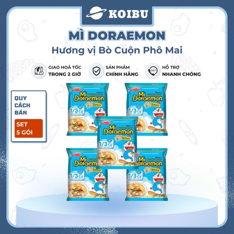 ACECOOK - Mì Doraemon hương vị bò cuộn phô mai, Mì ăn liền trẻ em, Mì Doremon bổ sung canxi, Mì gói Doraemon - 62g/gói - 00069