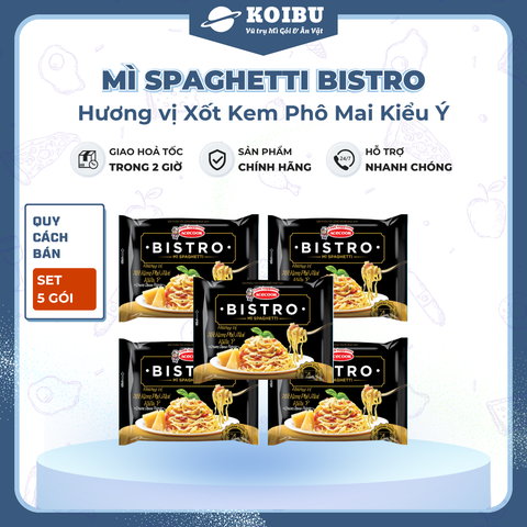 ACECOOK - Mì spaghetti Bistro Xốt kem phô mai kiểu Ý, mì spaghetti Bistro hương vị xốt phô mai, mì spaghetti xốt kem phô mai Bistro - 100g/gói - 00074