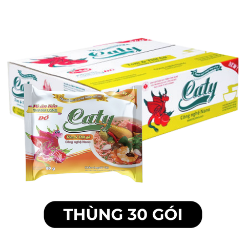 VINACATY - Mì ăn liền thanh long đỏ Caty hương vị Tôm và thịt gà, Mì tôm thanh long đỏ Caty ăn liền - 80g/gói - 00571