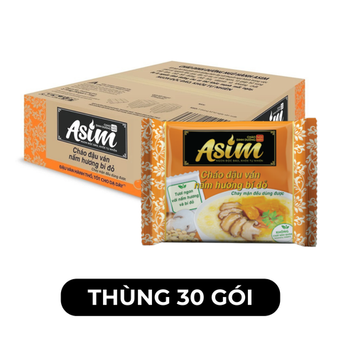 ASIAFOODS - Cháo Asim Đậu ván nấm hương bí đỏ (có gói rau thật), Cháo ăn liền Asim Đậu ván - 73g/gói - 00333