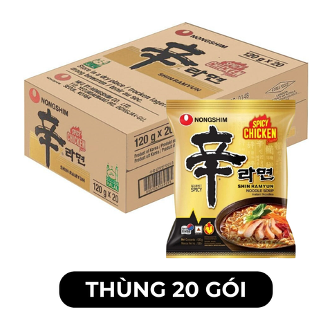 NONGSHIM - Mì Shin Ramyun hương vị Gà cay, Mì gà cay Shin Ramyun, Mì gà cay Hàn Quốc, Mì ăn liền - 136g/gói - 00593