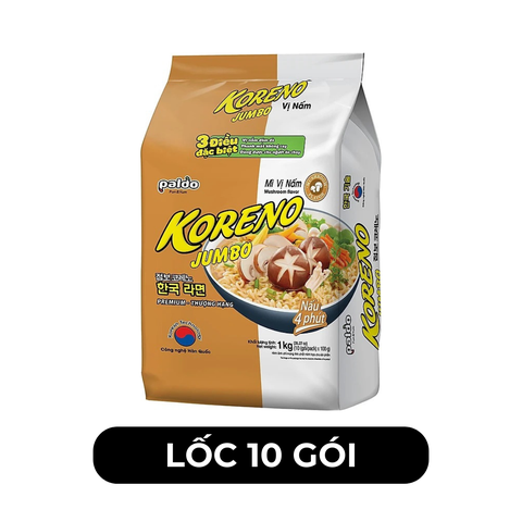 PALDO - Mì Koreno Jumbo hương vị Nấm, Mì Nấm Koreno Jumbo, Mì ăn liền Koreno Jumbo, Mì Hàn Quốc ăn liền - 100g/gói - 00386