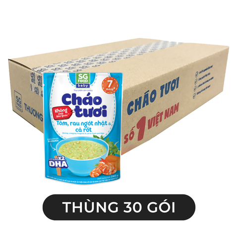SG FOOD - Cháo tươi SG Food Baby hương vị Tôm, rau ngót Nhật & cà rốt, Cháo Tôm SGFood Baby ăn liền - 240g/gói - 00577