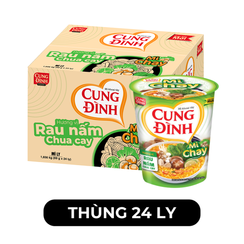 AFOTECH - Mì ly chay Cung Đình Rau nấm chua cay, Mì ly Rau nấm chua cay Cung Đình, Mì chay Cung Đình - 70g/ly - 00310