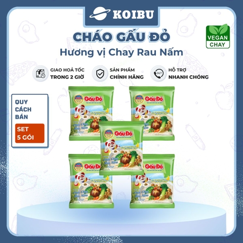 ASIAFOODS - Cháo Gấu Đỏ hương vị Chay rau nấm, Cháo Gấu Đỏ chay rau nấm, Cháo chay Gấu Đỏ rau nấm - 50g/gói - 00848