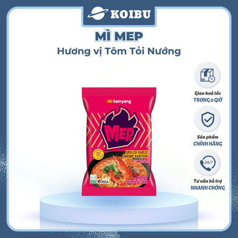 SAMYANG - Mì MEP hương vị Tôm tỏi nướng, Mì Samyang tôm tỏi nướng, Mì ăn liền Samyang MEP Hàn Quốc - 80g/gói - 00856