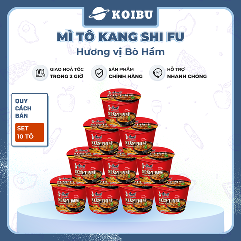 KANG SHI FU - Mì tô Kang Shi Fu hương vị Bò hầm, Mì Kang Shi Fu ăn liền, Mì ăn liền Trung Hoa - 110g/tô - 00591