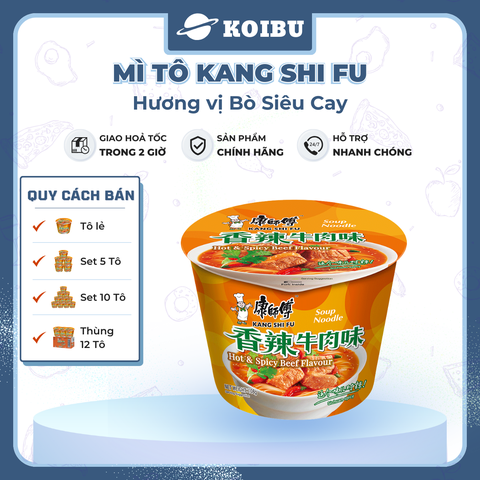 KANG SHI FU - Mì tô Kang Shi Fu hương vị Bò siêu cay, Mì Kang Shi Fu ăn liền, Mì ăn liền Trung Hoa - 108g/tô - 00590