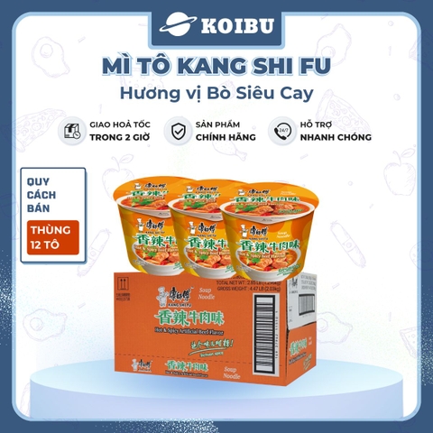 KANG SHI FU - Mì tô Kang Shi Fu hương vị Bò siêu cay, Mì Kang Shi Fu ăn liền, Mì ăn liền Trung Hoa - 108g/tô - 00590