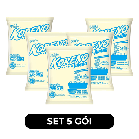 PALDO - Mì Koreno Jumbo hương vị Hải sản cay, Mì hải sản cay Koreno Jumbo, Mì ăn liền Koreno Jumbo - 100g/gói - 00384