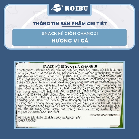 MENGZHOU - Snack mì giòn Chang Ji hương vị Gà, Chang Ji snack mì gà Chang Ji, Mì Trung Quốc gói - 26g/gói - 00499
