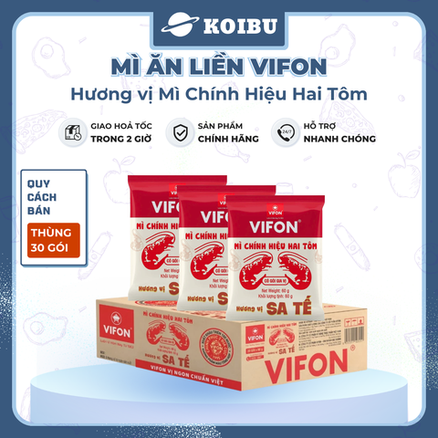 VIFON - Mì chính hiệu hai tôm Vifon hương vị Sa tế 60g, Mì Vifon hai tôm, Mì hai con tôm Vifon - 60g/gói - 00826