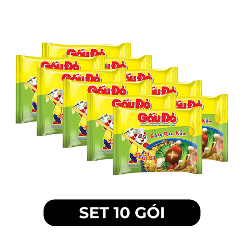 ASIAFOODS - Mì Gấu Đỏ hương vị Chay rau nấm, Mì Chay rau nấm Gấu Đỏ, Mì gói Gấu Đỏ Chay rau nấm - 60g/gói - 00324
