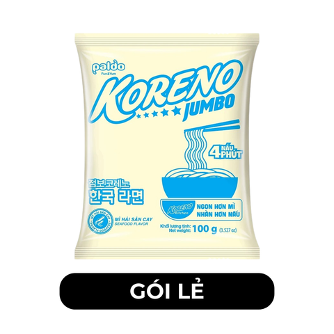 PALDO - Mì Koreno Jumbo hương vị Hải sản cay, Mì hải sản cay Koreno Jumbo, Mì ăn liền Koreno Jumbo - 100g/gói - 00384