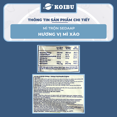 SEDAAP - Mì trộn Sedaap hương vị Mì xào, Mì Sedaap mì trộn truyền thống Sedaap mì trộn gà không cay - 90g/gói - 00283