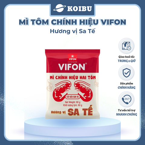 VIFON - Mì chính hiệu hai tôm Vifon hương vị Sa tế 60g, Mì Vifon hai tôm, Mì hai con tôm Vifon - 60g/gói - 00826