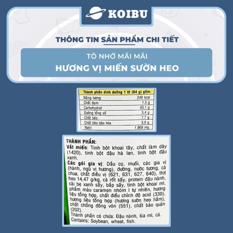 ACECOOK - Miến tô Nhớ Mãi Mãi hương vị Sườn heo, Tô Nhớ Mãi Mãi miến sườn heo, Miến Nhớ ăn liền - 64g /tô - 00026